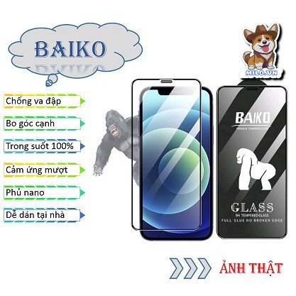 Kính cường lực Baiko full màn cho Xiaomi Redmi Note 7 8 9 9s 10 10s 11 11s pro 4g 5g