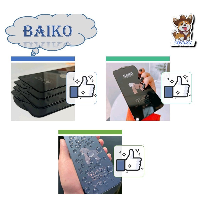 Kính cường lực Baiko full màn cho Xiaomi Redmi Note 7 8 9 9s 10 10s 11 11s pro 4g 5g