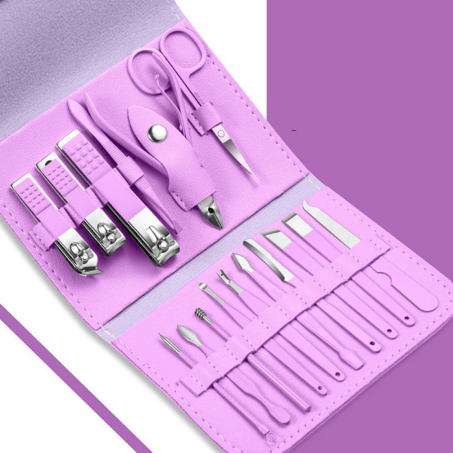 Bấm Móng Tay Cao Cấp, Bộ Bấm Móng Tay 16 Món Cắt, Bấm Dũa Có Hộp Đựng Làm Nail Tại Nhà Tiện Lợi