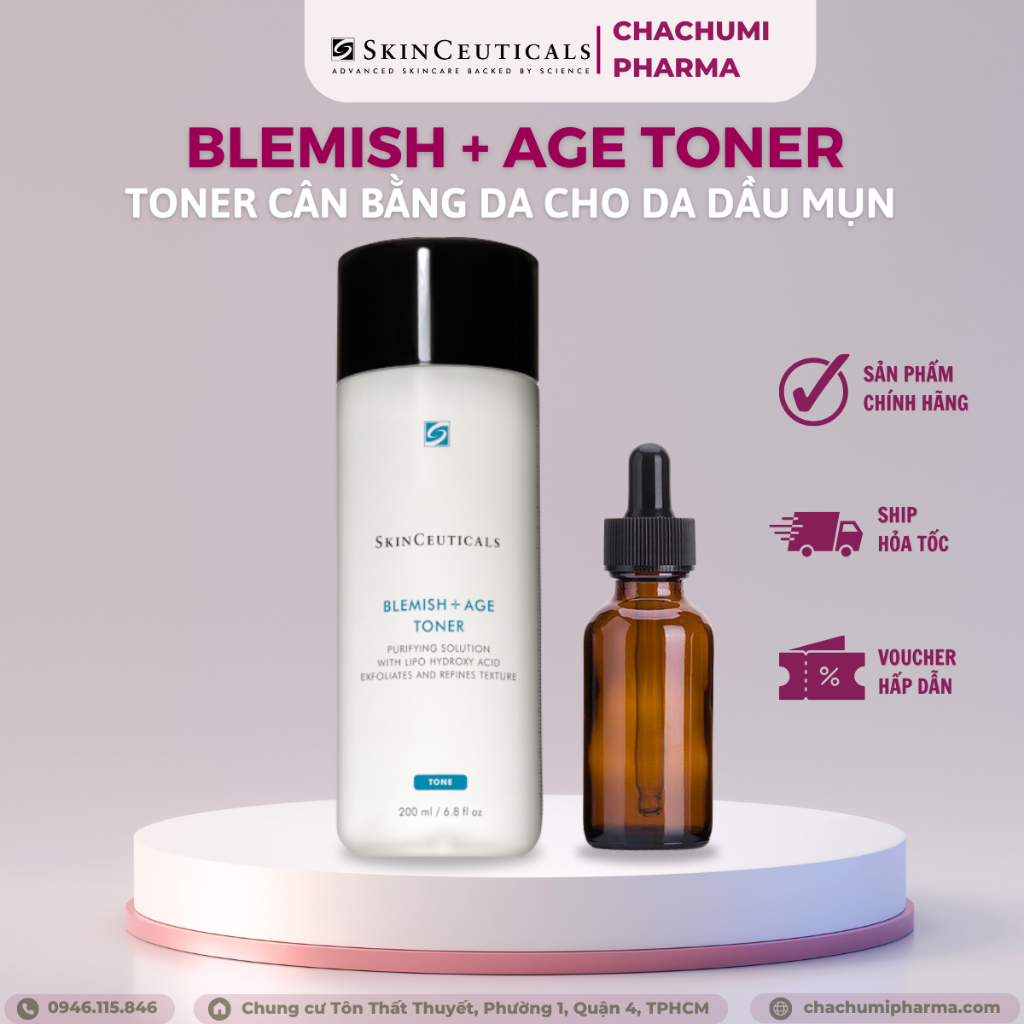 [hàng công ty] toner cho da dầu mụn skinceuticals blemish + age toner