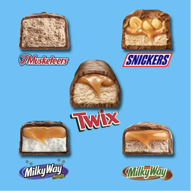 SOCOLA MINI MIX SNICKERS, TWIX, 3MUSKETEERS, MILKYWAY AND MILKYWAYMIDNIGHT 50 THANH MỸ