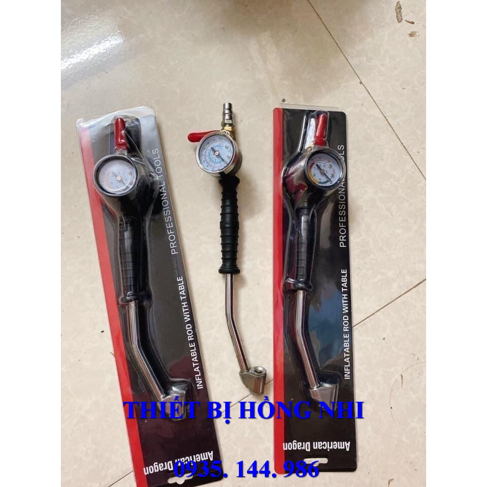 Tay bơm cong có đồng hồ 2 đầu dùng cho ô tô tải