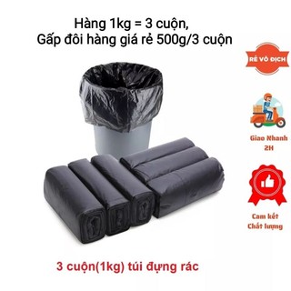(1 KG = 3 cuộn lớn) Túi nilong đựng rác (bao rác) sinh học tự phân hủy bảo vệ môi trường không quai, dẻo dai, không mùi