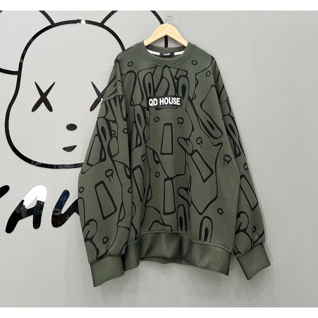 Áo nỉ sweater thỏ xanh, áo nỉ dài tay form rộng