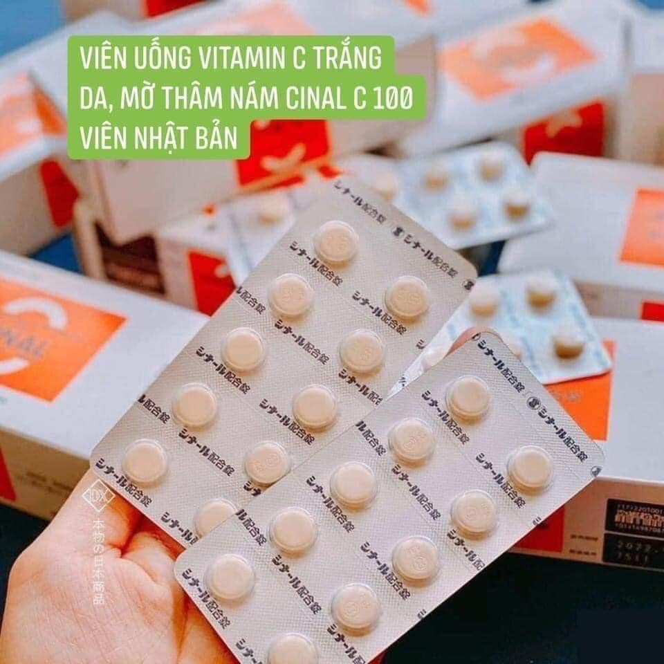 Viên uống Vitamin C trắng da, mờ thâm nám Cinal C 100 viên Nhật Bản