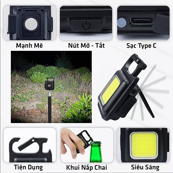 Móc Chìa Khoá Đèn Pin Đèn Led COB Mini Nam Châm Đa Năng Bỏ Túi Tiện Dụng Mang Theo Du Lịch Dã Ngoại.