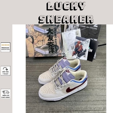 Giày sb dunk otomo katshu trắng kem vạch nâu cao cấp [ freeship + rẻ vô địch ]
