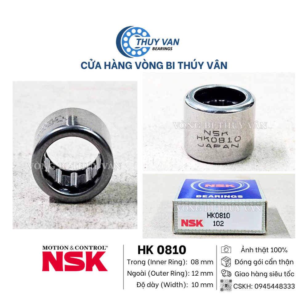 Vòng bi bạc đạn đũa kim HK 0810 (08x12x10) HK 1010 (10x14x10) hãng NSK