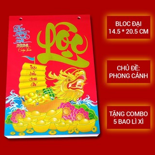 Lốc lịch đại 2024, phong cảnh 14.5 x 20.5cm chữ to số lớn, giấy dày bóng đẹp