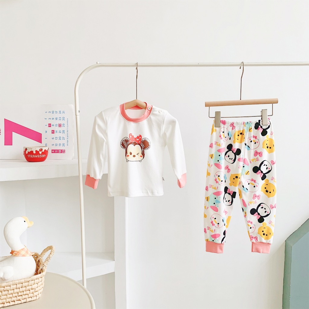 Bộ nỉ thu đông bé gái chất cotton mềm mịn, bộ nỉ bé gái chuẩn hàng QCCC cho bé 8-18kg SAM BABY