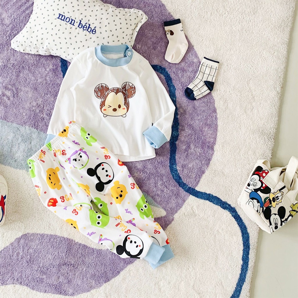 Bộ nỉ thu đông bé gái chất cotton mềm mịn, bộ nỉ bé gái chuẩn hàng QCCC cho bé 8-18kg SAM BABY