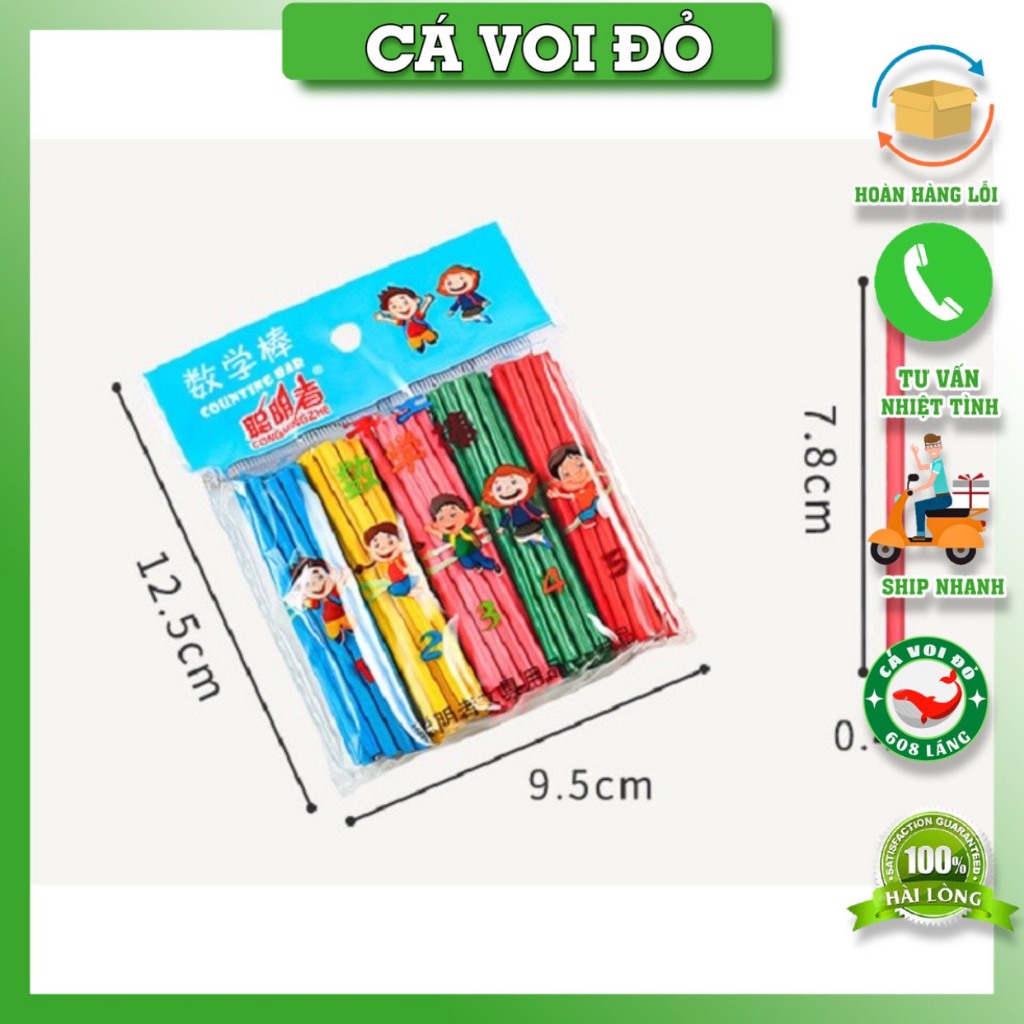 Túi 100 que tính gỗ nhiều màu sắc giúp bé làm phép toán C-021