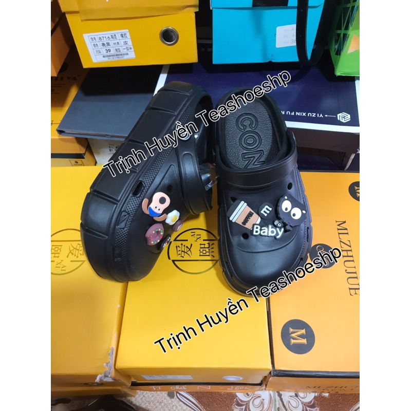 Giày sục đi mưa,dép crocs quai hậu đế cao siêu nhẹ,dép bánh mì đế liền cao