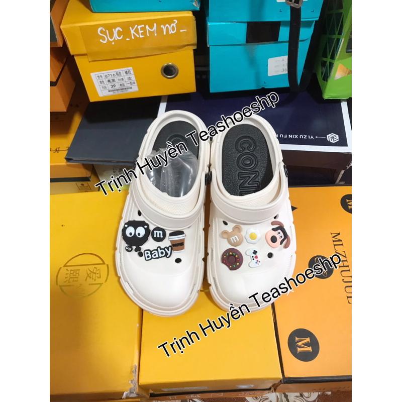 Giày sục đi mưa,dép crocs quai hậu đế cao siêu nhẹ,dép bánh mì đế liền cao