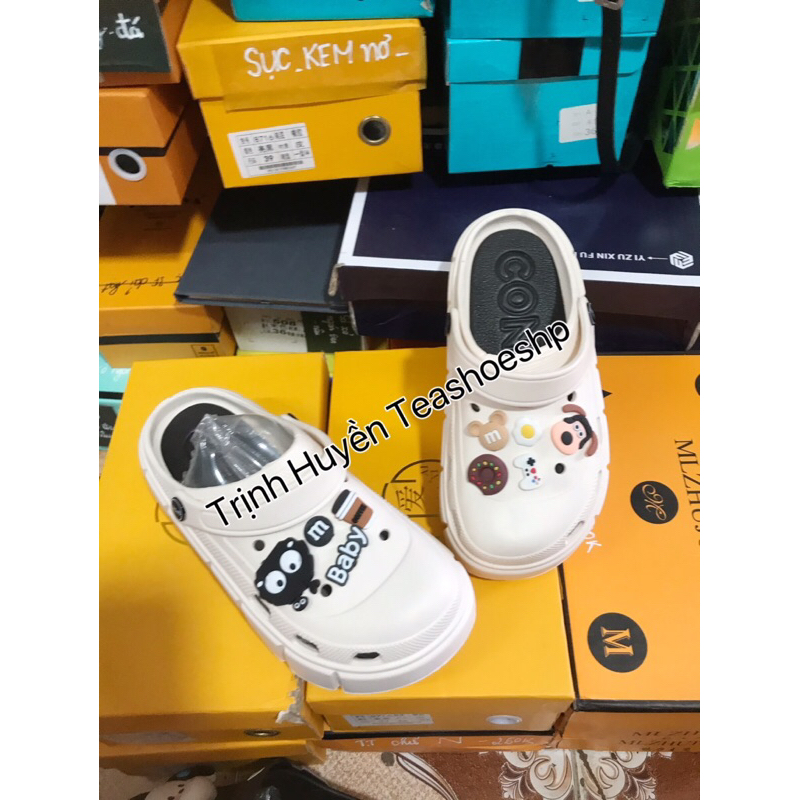 Giày sục đi mưa,dép crocs quai hậu đế cao siêu nhẹ,dép bánh mì đế liền cao