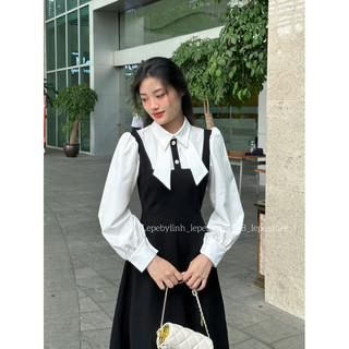 Lilac dress - đầm đen phối cổ trắng nơ thanh lịch nhẹ nhàng
