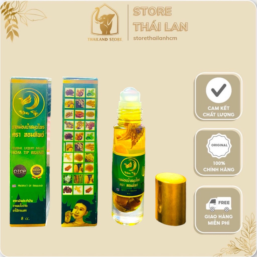 Dầu Lăn Herbal Liquid Balmhom Tip Brand 30 vị Thái Lan 8ml