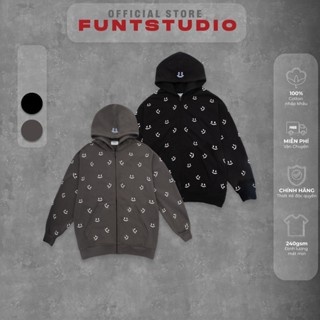 Áo Hoodie Nam Nữ Unisex Zip FUNT Smilling Face Patern Giữ Nhiệt Thu Đông, Chất Vải Mềm Mại