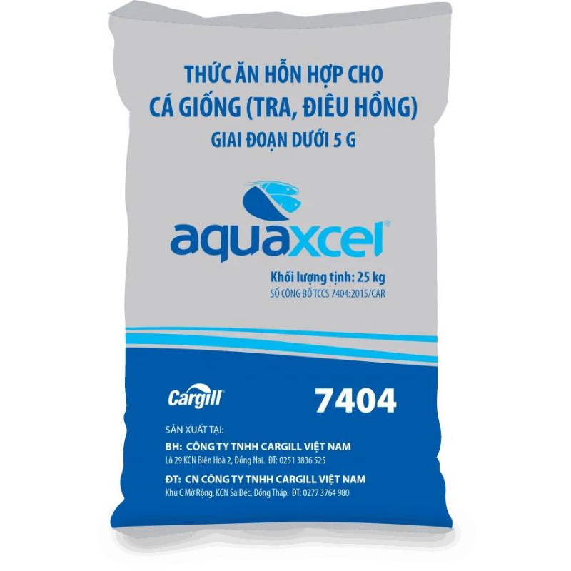Bao 10kg cám cá cargill 7404 bôt và 7404 s1 hạt nhuyễn 0.3 ly cho ca bột, cá giống chất lượng cao giá tốt nhất