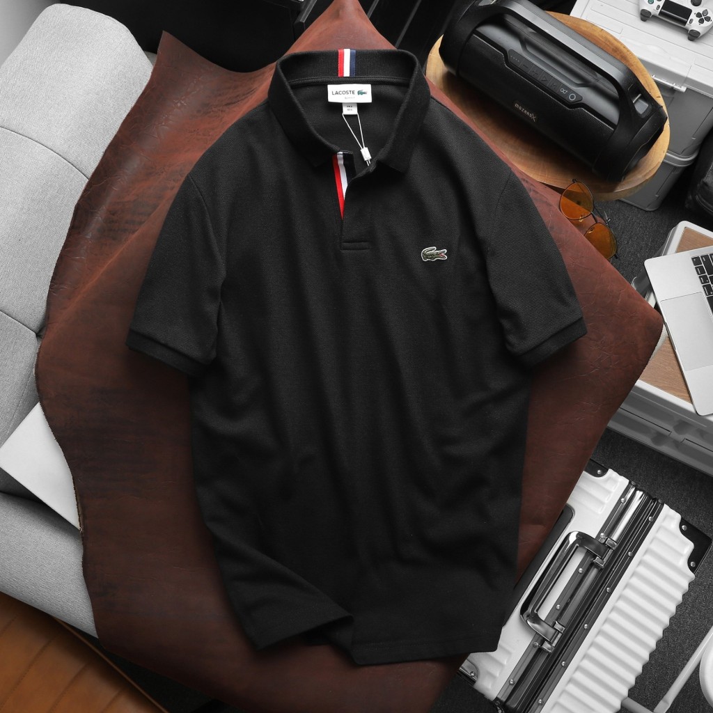 Áo Polo Nam LCST Ngắn Tay Kẻ Viền Khuy PL31, Form slim, vải cotton gai pique, thấm hút, Hàng VNXK