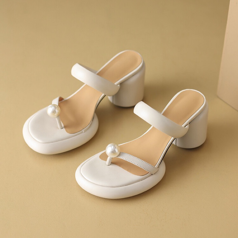 ORDER 🌺 Dép quai khoét eo xỏ ngón gót cao su tròn 8cm