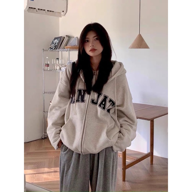 Áo Hoodie Unisex Nam Nữ In Chữ SANJATI sắc dày dày dặn siêu ấm áp phong cách Hàn Quốc