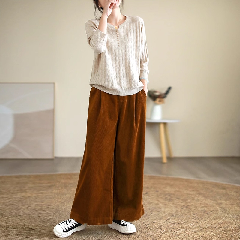 Quần baggy KAMAKA nhung lưng thun khóa kéo hai túi chéo - NU9296