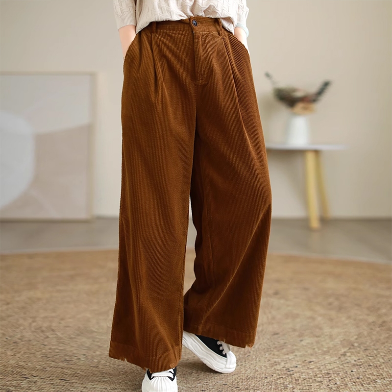 Quần baggy KAMAKA nhung lưng thun khóa kéo hai túi chéo - NU9296