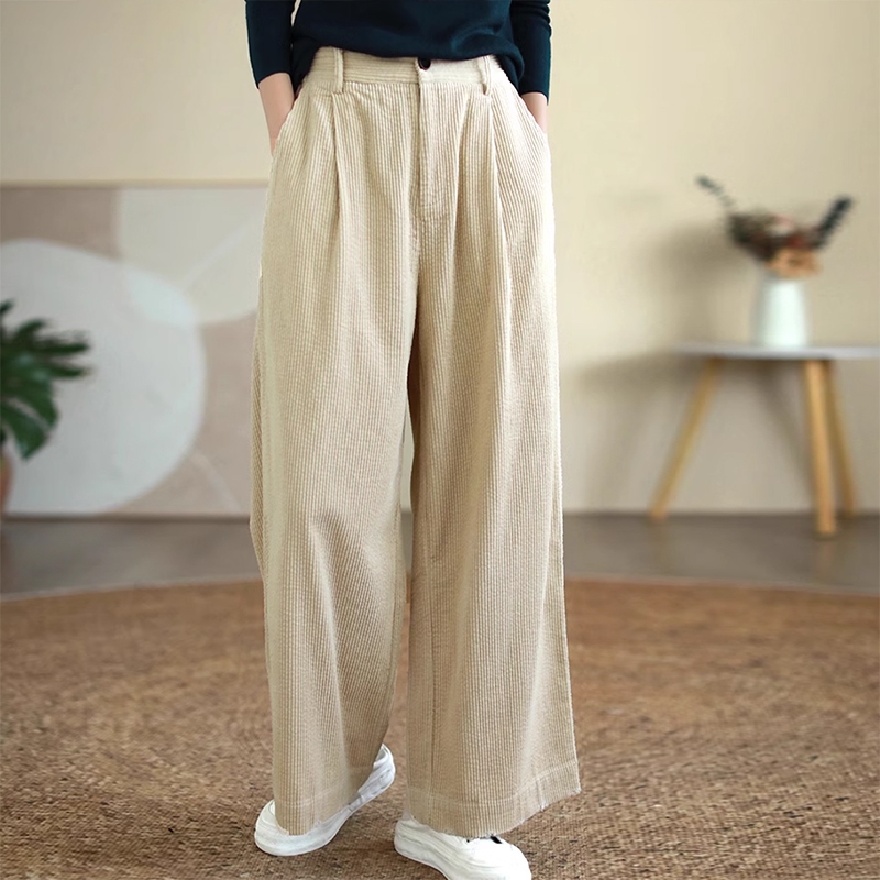 Quần baggy KAMAKA nhung lưng thun khóa kéo hai túi chéo - NU9296