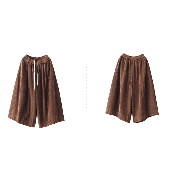 Quần baggy nhung KAMAKA lưng thun dây rút ống rộng - NU9294