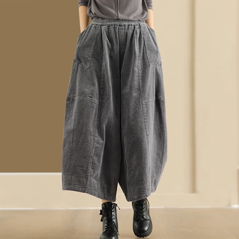 Quần baggy nhung KAMAKA lưng thun dây rút ống rộng - NU9294