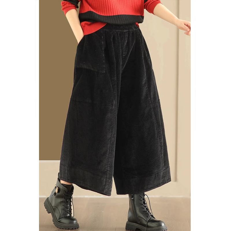 Quần baggy nhung KAMAKA lưng thun dây rút ống rộng - NU9294