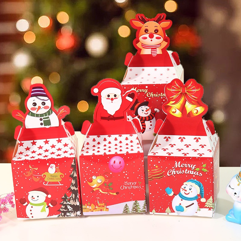 Hộp quà tặng, hộp giấy đựng bánh kẹo, hộp quà Noel Giáng Sinh siêu đẹp siêu dễ thương cho các bé - Kem Shop K270
