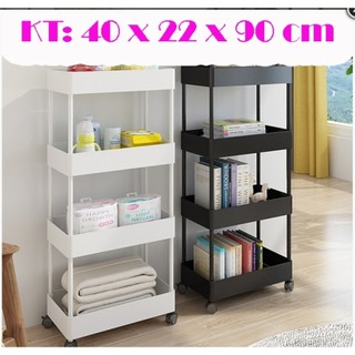 Kệ nhựa 4 tầng có bánh xe