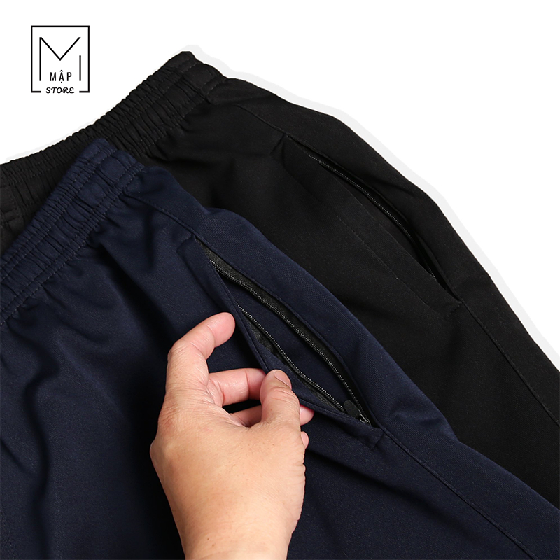 Quần dài nam, quần dài thể thao nam, quần chất vải thun poly co giãn 4 chiều, túi có khóa kéo, Bigsize M33_MAPSTORE