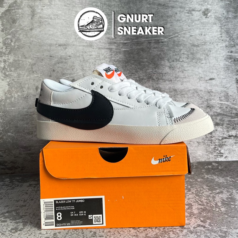 [GnurtSneaker] Giày Thể Thao Blazer Low 77 Jumbo White Black