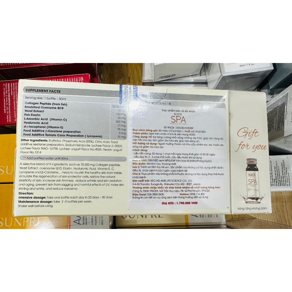 Nước uống collagen chống lão hóa trắng da Nucos Spa 10000 50ml x 10 chai