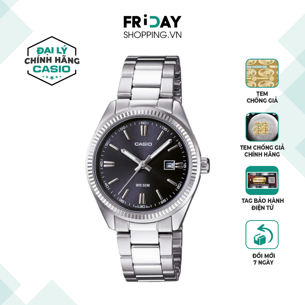 Đồng hồ Casio nữ LTP-1302D-1A1VDF dây kim loại chính hãng