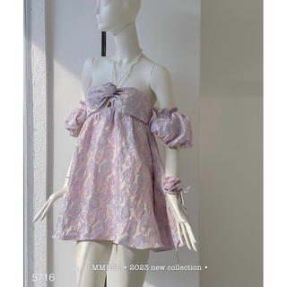 Đầm doll gấm rớt vai