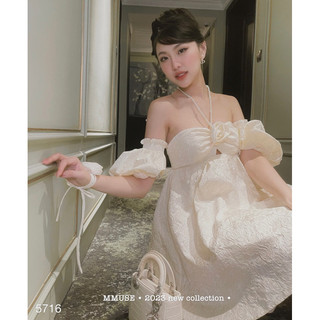 Đầm doll gấm rớt vai
