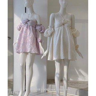 Đầm doll gấm rớt vai