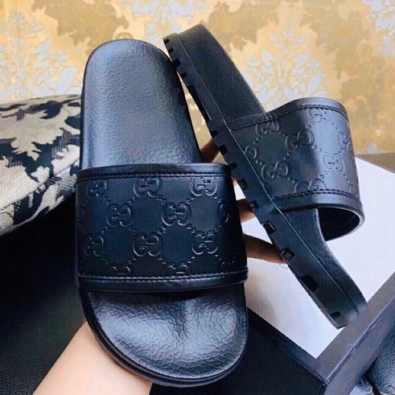 Dép Nam Đế Cao Dập Vân Nổi Màu Đen full size 38-43