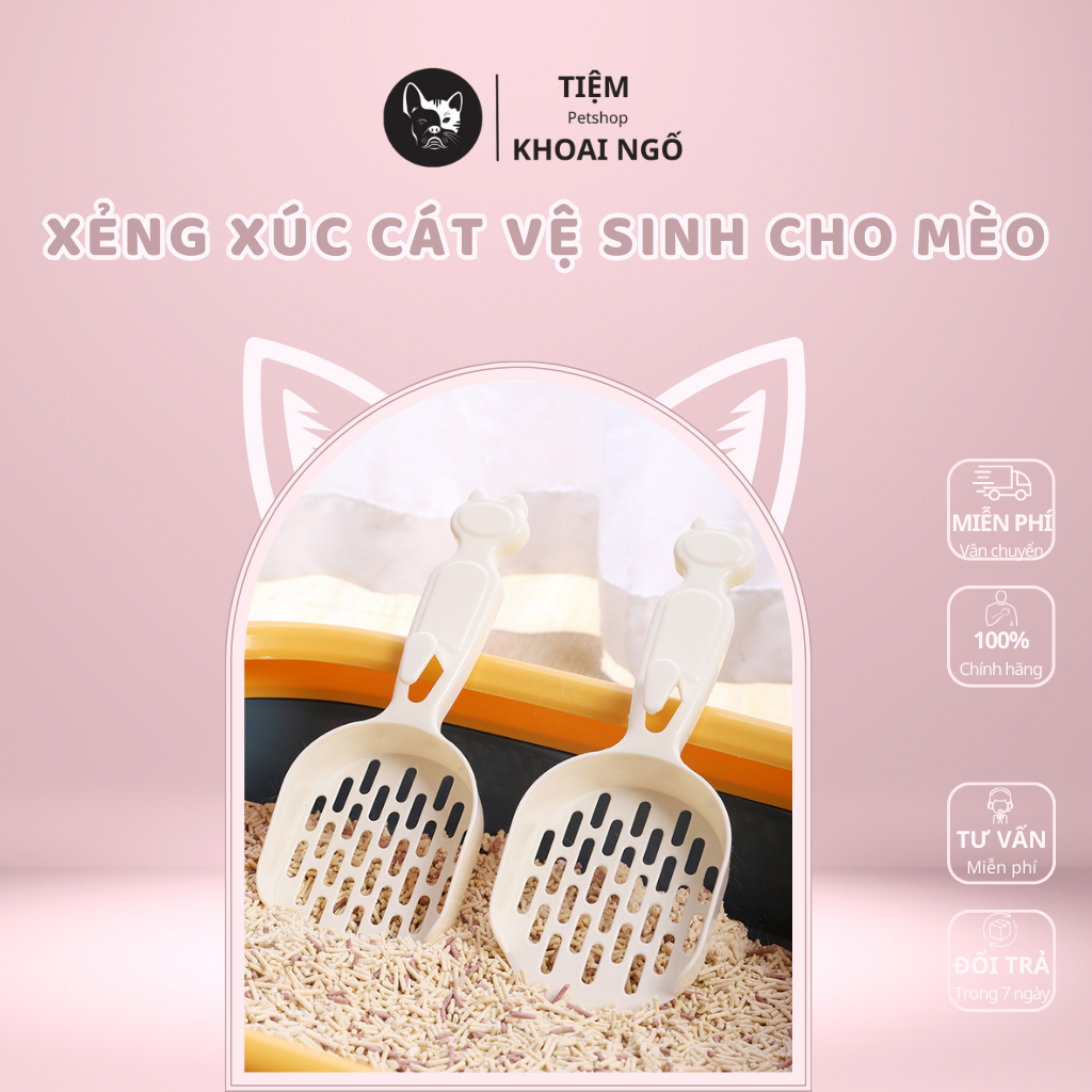 Xẻng Xúc Cát Vệ Sinh, Hốt Phân Mèo Size Lớn Kiểu Mèo Đáng Yêu TIEMKHOAINGO 018