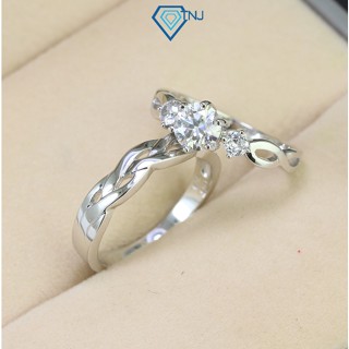  Nhẫn đôi bạc kim cương Moissanite xi bạch kim kiểm định GRA hình vô cực sang trọng khắc tên NDM0009 - Trang Sức TNJ 