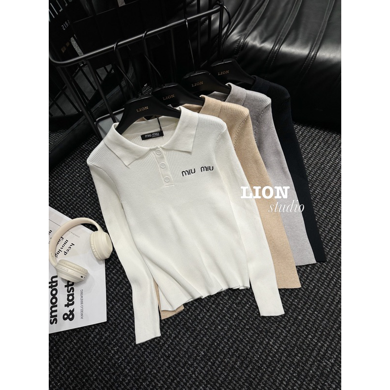 Áo len polo dài tay  theu miu.miu QCL1
