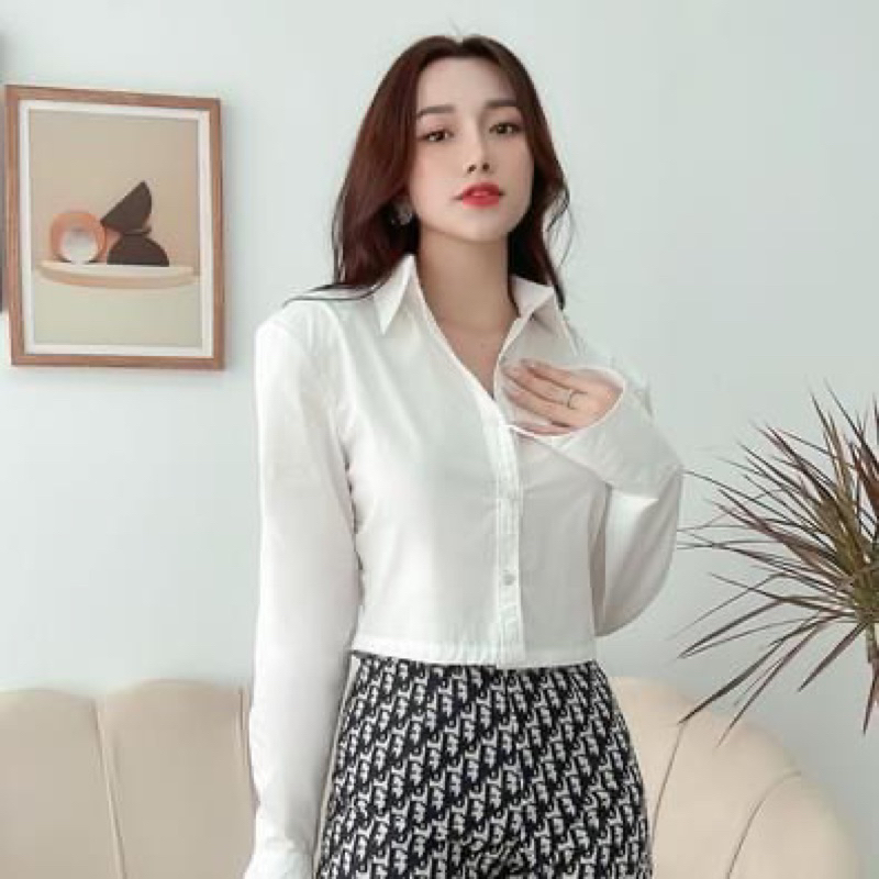 Thanh lý sơ mi trắng croptop Giang Thanh Nguyễn Size S