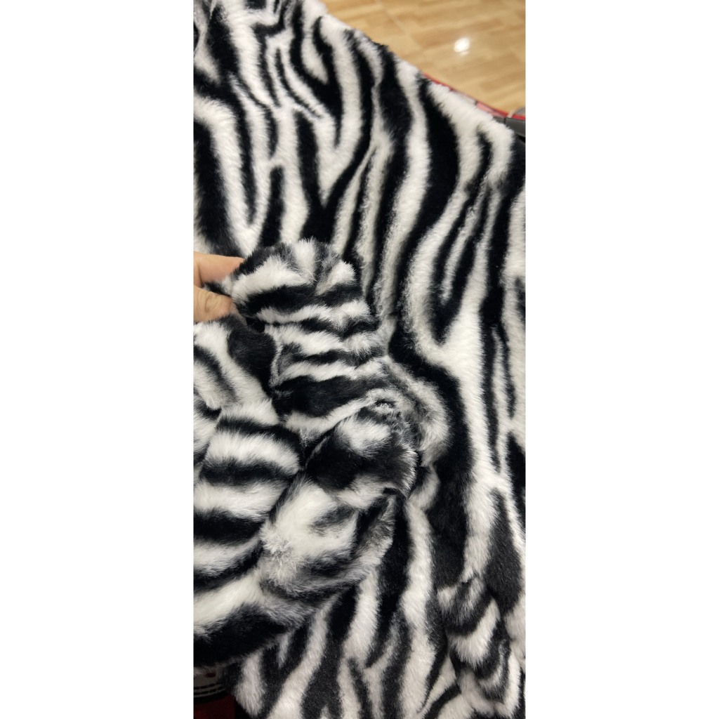 Áo Lông Thỏ mùa Đông họa tiết ngựa vằn lót trần bông