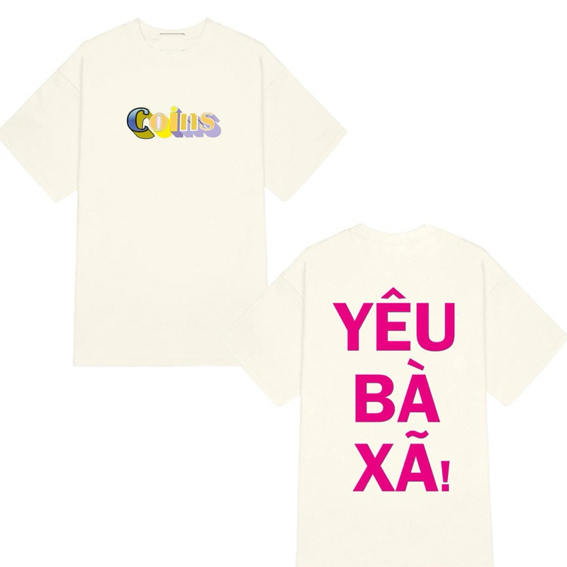 Áo phông thun cotton in chữ Yêu Bà Xã hai mặt màu đen trắng phom rộng kiểu dáng unisex đẹp