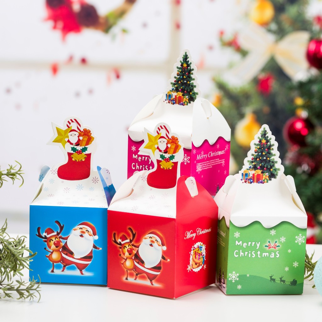 Hộp quà tặng, hộp giấy đựng bánh kẹo, hộp quà Noel Giáng Sinh siêu đẹp siêu dễ thương cho các bé - Kem Shop K270