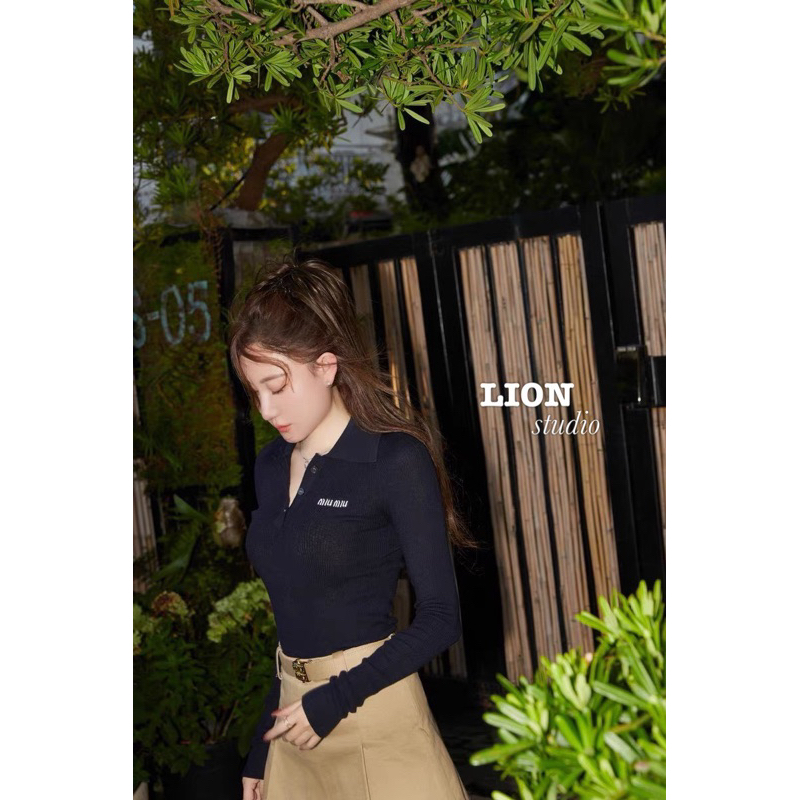 Áo len polo dài tay  theu miu.miu QCL1